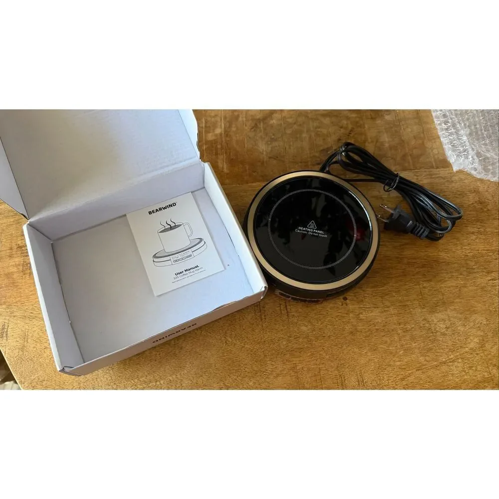 Bearwind S35 Coffee Mug Warmer Desk Heater Wood Grain New